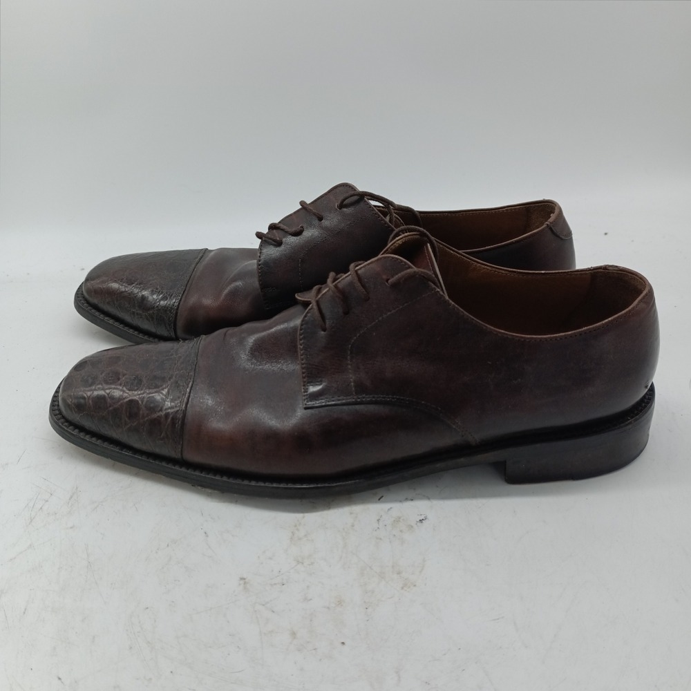 Ciro Schiano Belvedere Mens Brown Leather Exotic Cap Toe Dress Shoes Size 12 s1